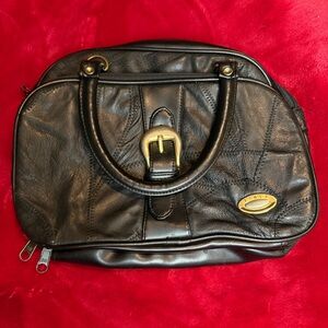 Vintage Italian Patchwork Leather Multi-Pocket Satchel